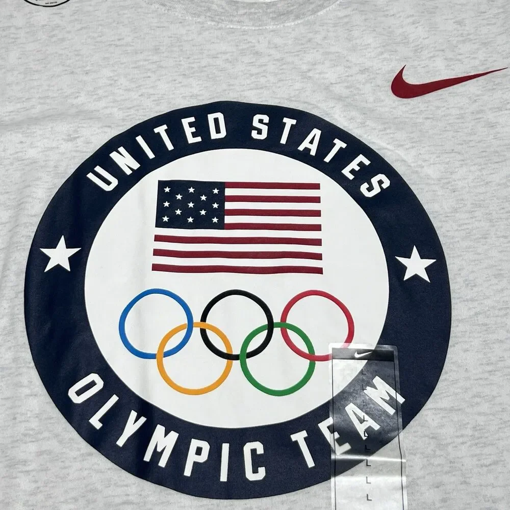 United States Olympic Team Shirt Mens Large Gray Nike Dri Fit Cotton USA Tee